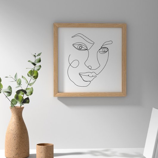 Schwarz-Weiß-Face Line Poster