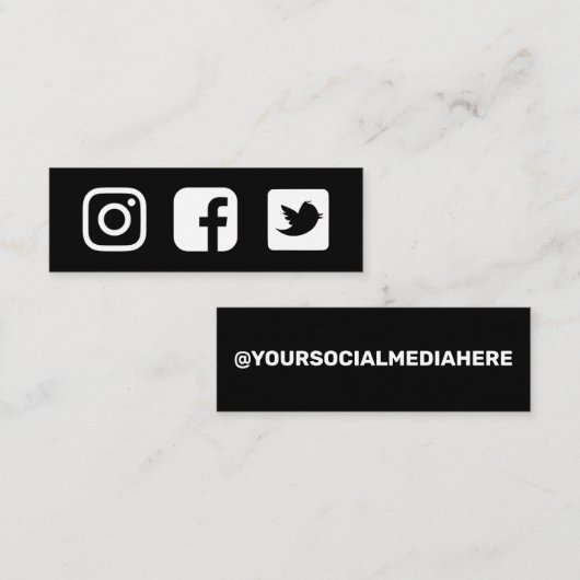 Schwarz-Weiß-Facebook-Twitter Mini Visitenkarte (Vorne/Hinten)