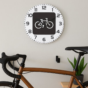 Schwarz-Weiß-Fahrradsymbol Große Wanduhr