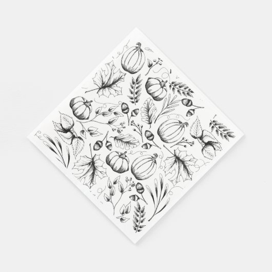 Schwarz-Weiß-Fall-Muster-Erntedank-Party Serviette (Ecke)