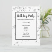 SCHWARZ-WEISS FALLENDE DANDELION BLUME GEBURTSTAG EINLADUNG (Stehend Vorderseite)