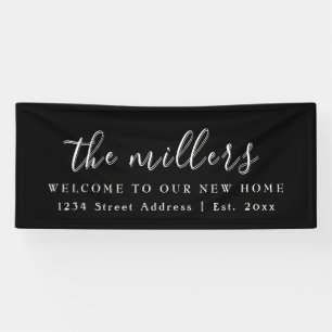 Schwarz-Weiß-Familie Willkommen   Party zur Aufw Banner