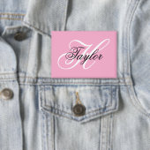 Schwarz-Weiß-Fancy-Monogramm Rosa Button (Insitu)