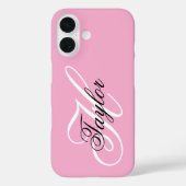Schwarz-Weiß-Fancy-Monogramm Rosa Case-Mate iPhone Hülle (Rückseite)