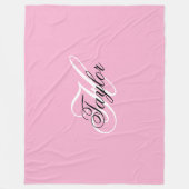 Schwarz-Weiß-Fancy-Monogramm Rosa Fleecedecke (Vorderseite)