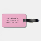 Schwarz-Weiß-Fancy-Monogramm Rosa Gepäckanhänger (Rückseite horizontal)