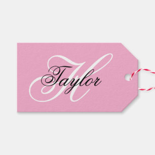Schwarz-Weiß-Fancy-Monogramm Rosa Geschenkanhänger