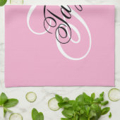 Schwarz-Weiß-Fancy-Monogramm Rosa Geschirrtuch (Gefaltet)