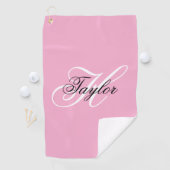 Schwarz-Weiß-Fancy-Monogramm Rosa Golfhandtuch (Insitu)