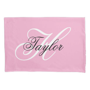 Schwarz-Weiß-Fancy-Monogramm Rosa Kissenbezug