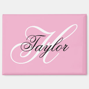 Schwarz-Weiß-Fancy-Monogramm Rosa Magnet