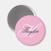 Schwarz-Weiß-Fancy-Monogramm Rosa Magnet (Vorderseite/Rückseite)