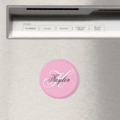 Schwarz-Weiß-Fancy-Monogramm Rosa Magnet (In Situ (Geschirrspüler))