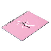 Schwarz-Weiß-Fancy-Monogramm Rosa Notizblock (Linke Seite)