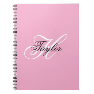 Schwarz-Weiß-Fancy-Monogramm Rosa Notizblock