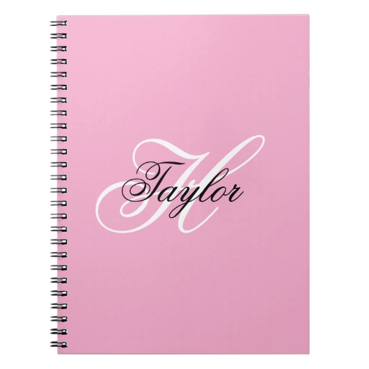 Schwarz-Weiß-Fancy-Monogramm Rosa Notizblock (Vorderseite)