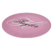 Schwarz-Weiß-Fancy-Monogramm Rosa Schneidebrett (Ecke)