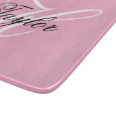 Schwarz-Weiß-Fancy-Monogramm Rosa Schneidebrett (Ecke)