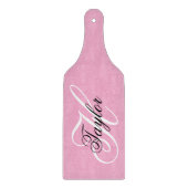Schwarz-Weiß-Fancy-Monogramm Rosa Schneidebrett (Vorderseite)