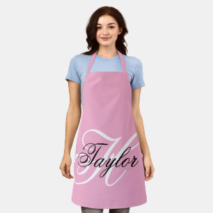 Schwarz-Weiß-Fancy-Monogramm Rosa Schürze