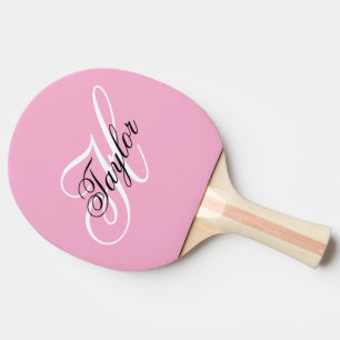 Schwarz-Weiß-Fancy-Monogramm Rosa Tischtennis Schläger
