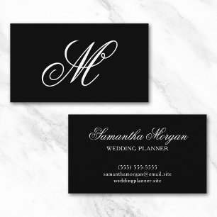 Schwarz-Weiß-Fancy-Monogramm Visitenkarte