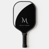 Schwarz-Weiß-Farbblock für Monogramm Pickleball Schläger (Vorderseite)