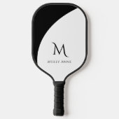 Schwarz-Weiß-Farbblock für Monogramm Pickleball Schläger (Rückseite)