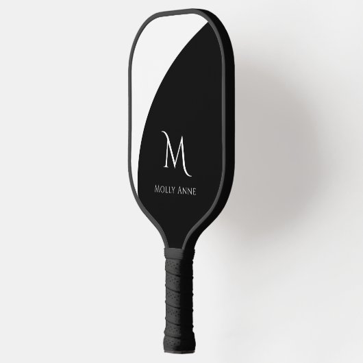 Schwarz-Weiß-Farbblock für Monogramm Pickleball Schläger (Links)