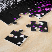 Schwarz-Weiß-Farbe mit Pink-Wald-Pfad Puzzle (Seite)
