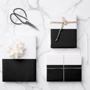 Schwarz-Weiß-Farben-Design Geschenkpapier Set