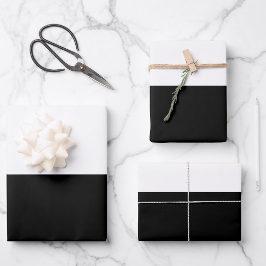 Schwarz-Weiß-Farben-Design Geschenkpapier Set (Vorderseite)
