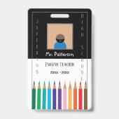 Schwarz-Weiß-Farbstifte Lehrer-ID-Abzeichen Ausweis (Front)