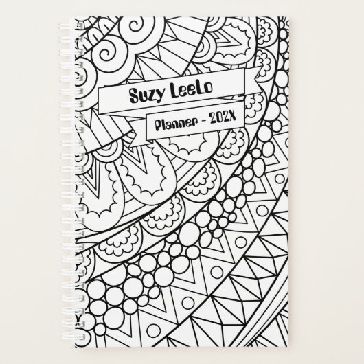 Schwarz-Weiß-Farbstil-Planer für Erwachsene Planer (Vorderseite)