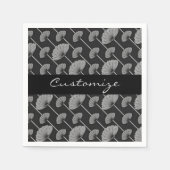 Schwarz-Weiß-Feathered Floral Fans Napkins Serviette (Vorderseite)