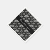 Schwarz-Weiß-Feathered Floral Fans Napkins Serviette (Ecke)