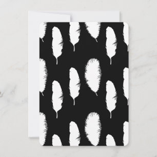 Schwarz-weiß Feathers Baby Dusche Einladung