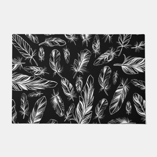 Schwarz-Weiß-Federn Fußmatte (Vorderseite)