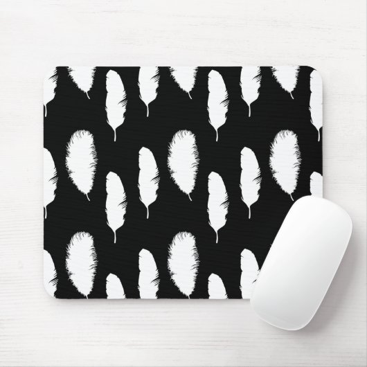Schwarz-Weiß-Federn Mousepad (Mit Mouse)