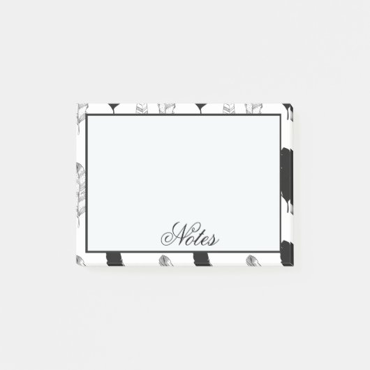 Schwarz-Weiß-Federn Post-it Klebezettel (Vorderseite)