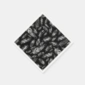 Schwarz-Weiß-Federn Serviette (Ecke)