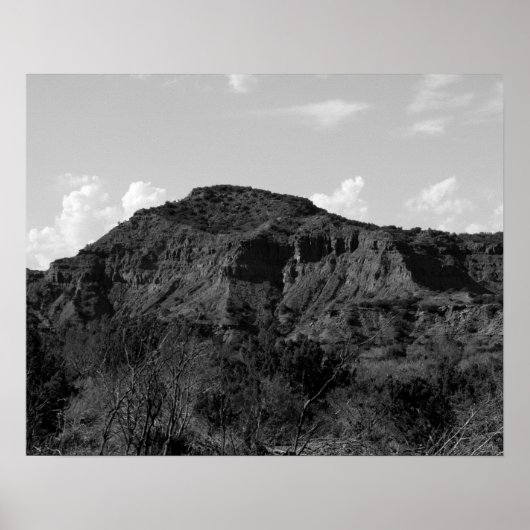 Schwarz-Weiß-Felslandschaft im Caprock Canyon Poster (Vorne)
