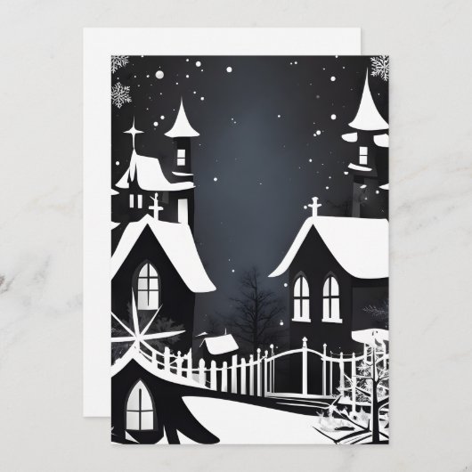 Schwarz-Weiß-Ferienkarte Feiertagskarte (Vorne/Hinten)
