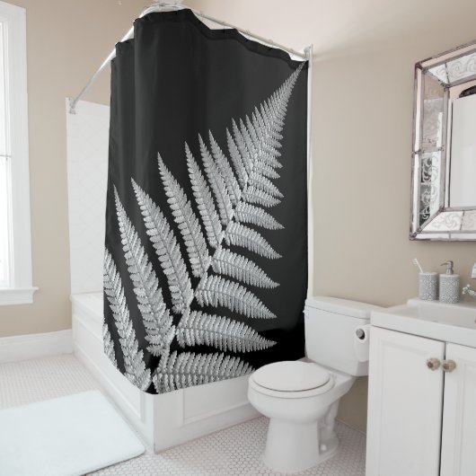 Schwarz-Weiß-Fern Duschvorhang (Beispiel)