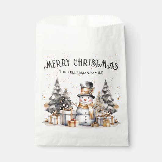 Schwarz-weiß Festlicher Winter Frohe Weihnachten Geschenktütchen (Vorderseite)