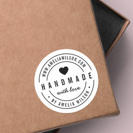 Schwarz-Weiß-Fett mit Liebe Herz Runder Aufkleber