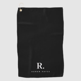 Schwarz Weiß Fette Punkt-Monogramm Moderne Minimal Golfhandtuch