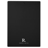 Schwarz Weiß Fette Punkt-Monogramm Moderne Minimal Klemmbrett (Rückseite)