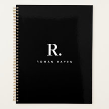 Schwarz Weiß Fette Punkt-Monogramm Moderne Minimal