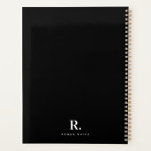 Schwarz Weiß Fette Punkt-Monogramm Moderne Minimal Planer (Rückseite)